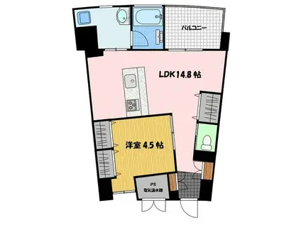 トレディアすわの杜(1LDK/6階)の間取り写真