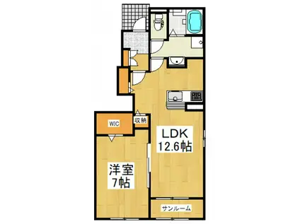 ASBLUE(1LDK/1階)の間取り写真