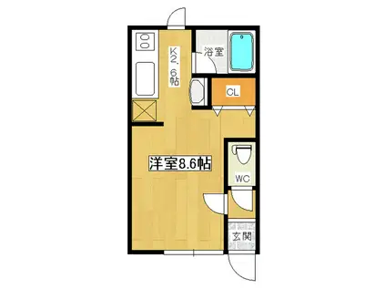 かーむはいつ(1K/2階)の間取り写真