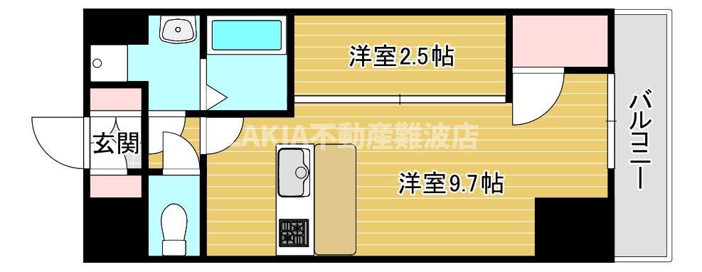 AFFLUENCE難波イースト(1LDK/5階)の間取り写真