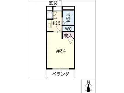 フォレストサイド(1K/2階)の間取り写真