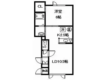 グレイス(1LDK/2階)の間取り写真