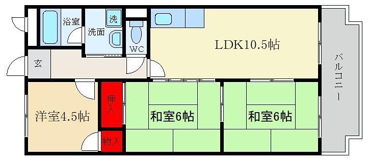 ウィスタリア(3LDK/4階)の間取り写真