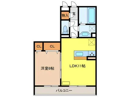 CARNA(1LDK/1階)の間取り写真
