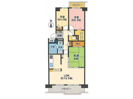 プレサンス東淀川駅前プローシェ(1DK/13階)の間取り写真