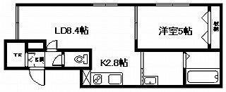 LANA C棟(1LDK/1階)の間取り写真