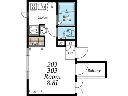 フルーレ早稲田鶴巻町(ワンルーム/2階)の間取り写真