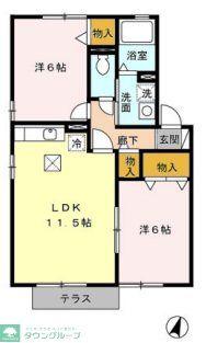 グレイスI(2LDK/1階)の間取り写真