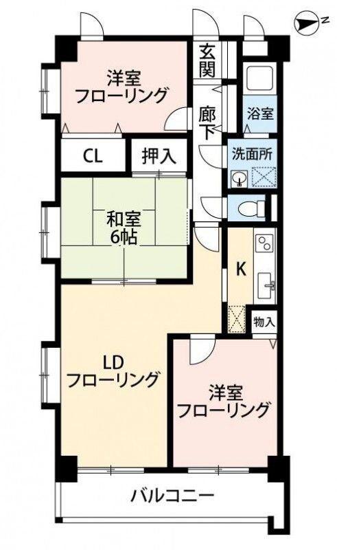 ヴィルヌーブ(3LDK/4階)の間取り写真