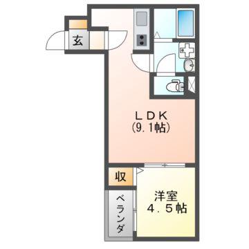 FSTYLE藤井寺道明寺2号館(1LDK/1階)の間取り写真