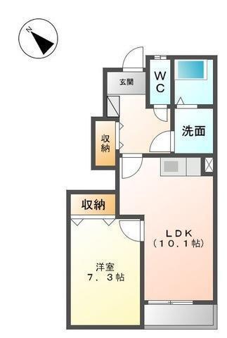ディアコート イノバル(1LDK/1階)の間取り写真