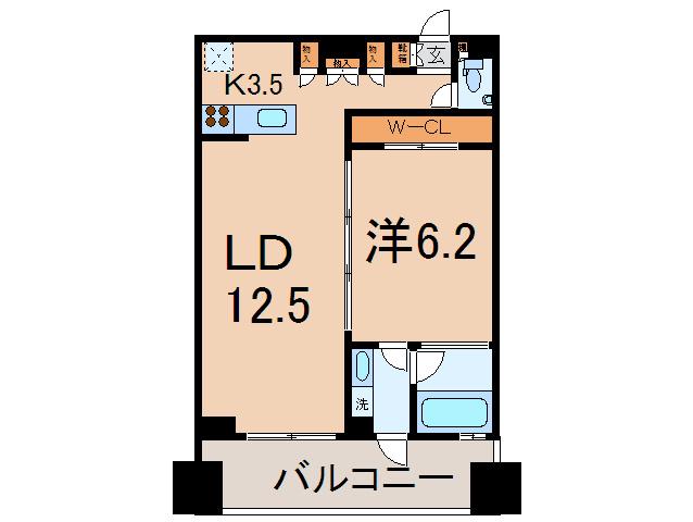レジディア芝浦KAIGAN(1LDK/6階)の間取り写真