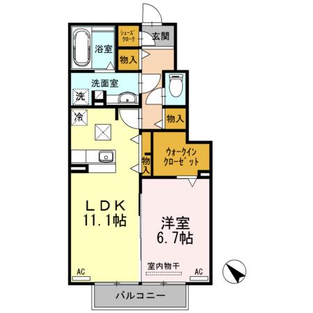 セブンスカトレア(1LDK/1階)の間取り写真