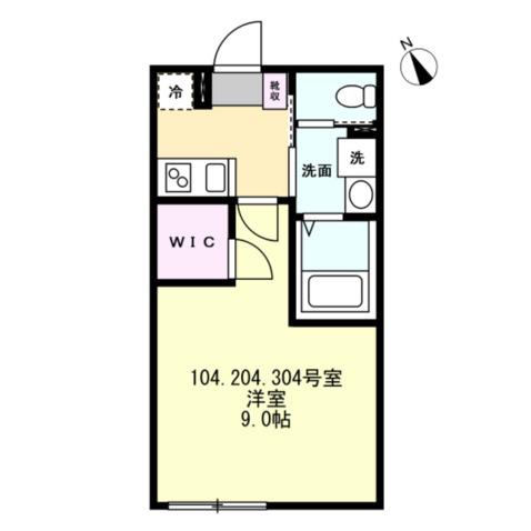 FELICE相模原(1K/3階)の間取り写真