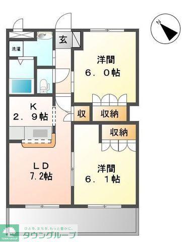 ガーデンヒルズNAKAYAMA壱番館(2LDK/1階)の間取り写真
