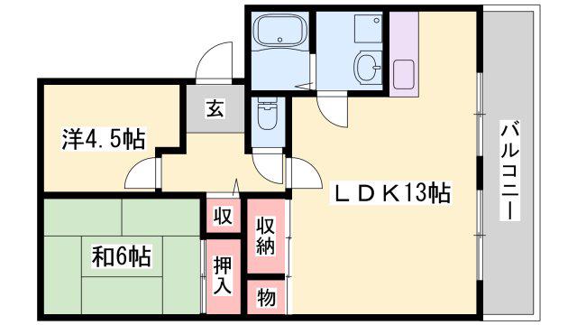 ウィステリア構(2LDK/3階)の間取り写真