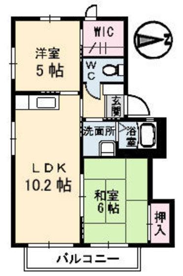 シャーメゾン己斐B棟(2LDK/2階)の間取り写真