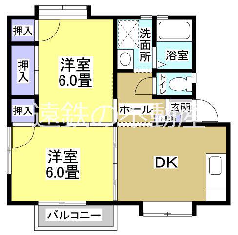 ハイツカトレア(2DK/1階)の間取り写真