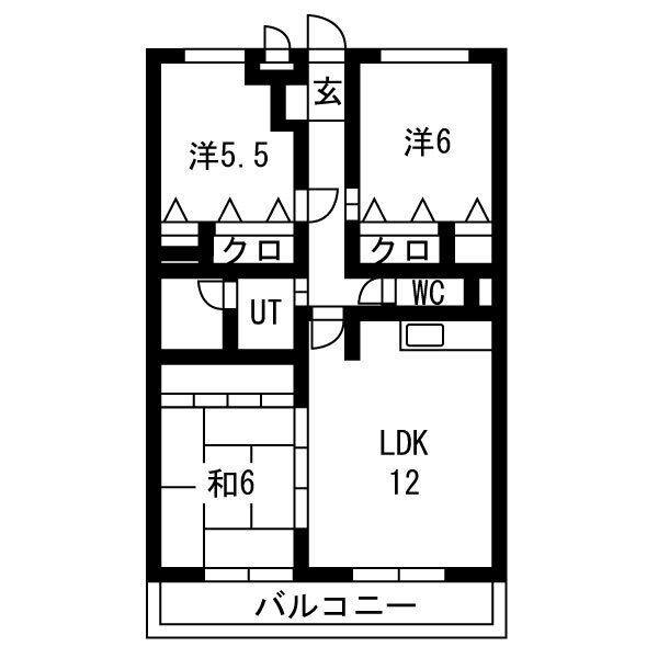 ヨネックスマンション(3LDK/2階)の間取り写真
