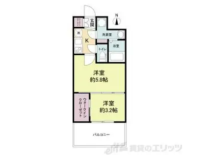 セレニテ江坂ルフレ(2K/9階)の間取り写真