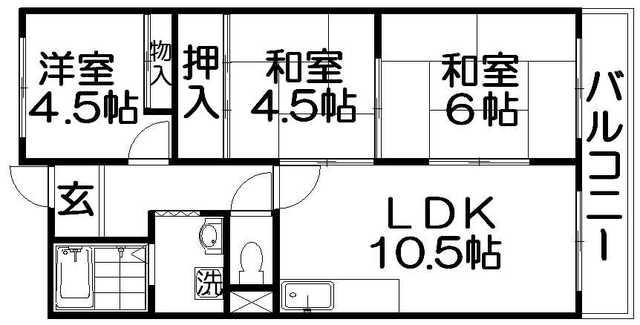 ヴィラージュ私市(3LDK/2階)の間取り写真