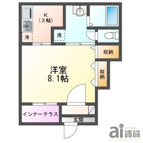 HALELEA・AOBA(1K/1階)の間取り写真