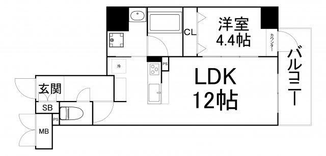 ラフィット松屋町(1LDK/7階)の間取り写真