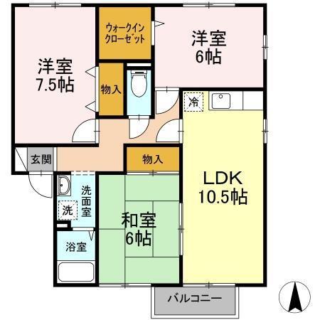 セジュールセト(3LDK/1階)の間取り写真