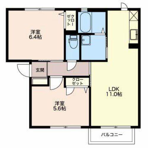 リジュールオオタC(2LDK/1階)の間取り写真