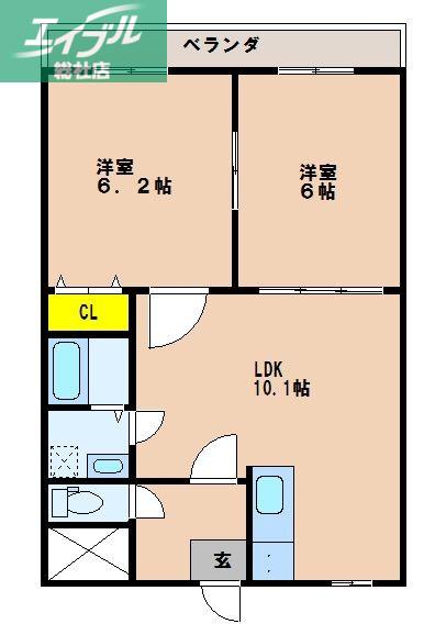 ホワイトストーン白石(2LDK/6階)の間取り写真