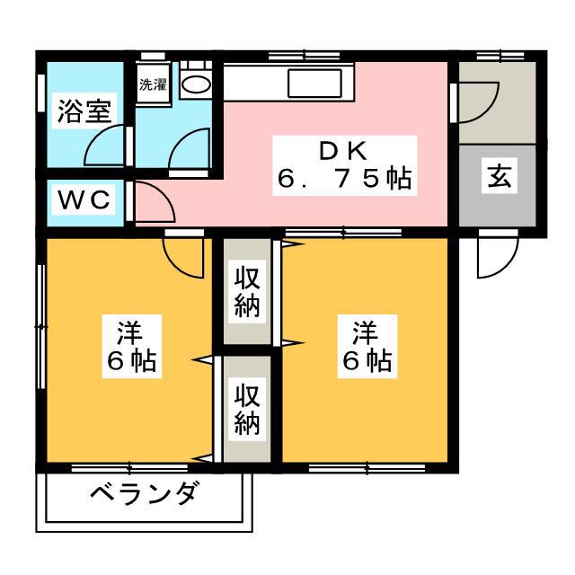 クリオ内山II(2DK/1階)の間取り写真