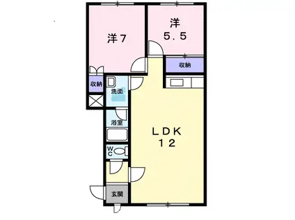 プラドール北広島(2LDK/1階)の間取り写真