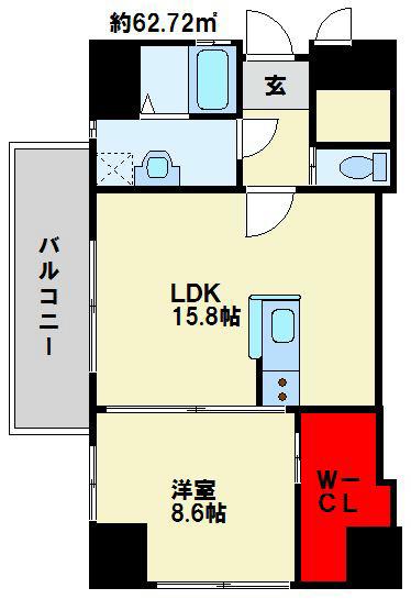 SQUARE152(1LDK/8階)の間取り写真