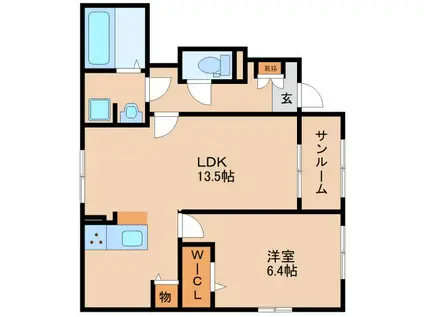 ポレイロ ウン(1LDK/1階)の間取り写真