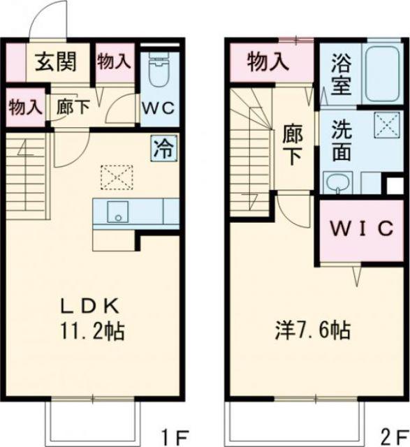 フェリースA(1LDK/1階)の間取り写真