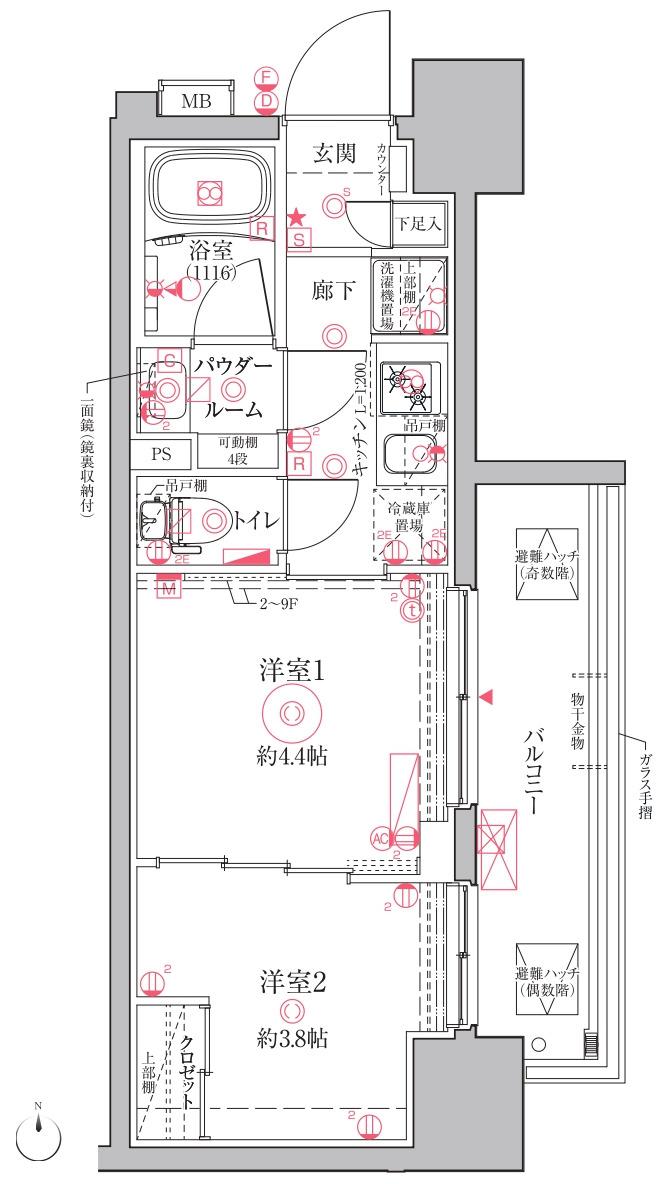 クレイシアIDZ川崎(2K/10階)の間取り写真