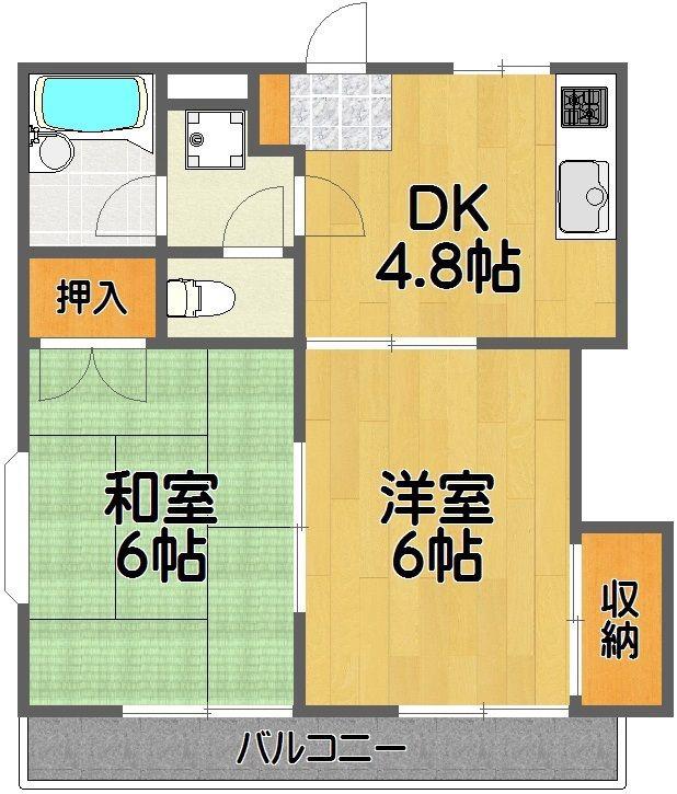ハイムクエレひばりが丘(2DK/2階)の間取り写真