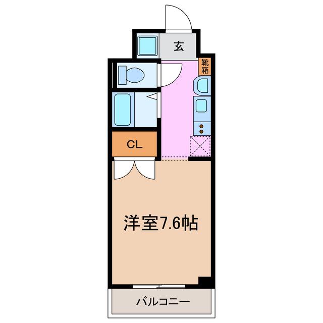 バウスクロス日進竹の山(ワンルーム/4階)の間取り写真