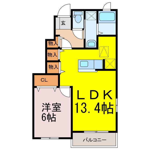 カリーノ(1LDK/1階)の間取り写真