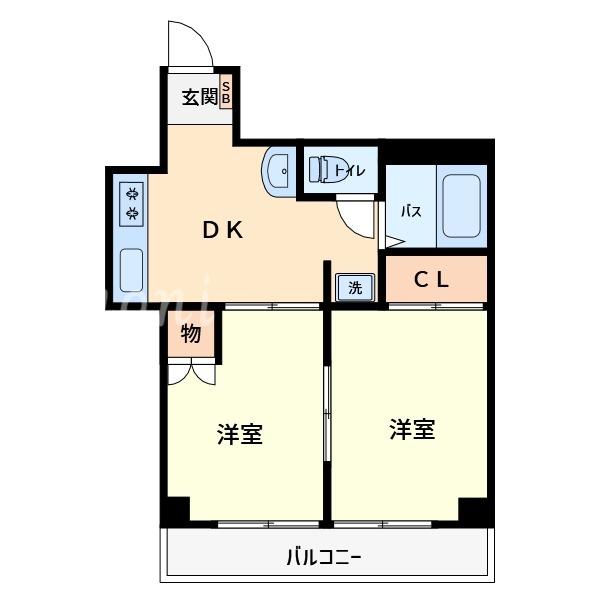 六本木ホームズ(2DK/6階)の間取り写真