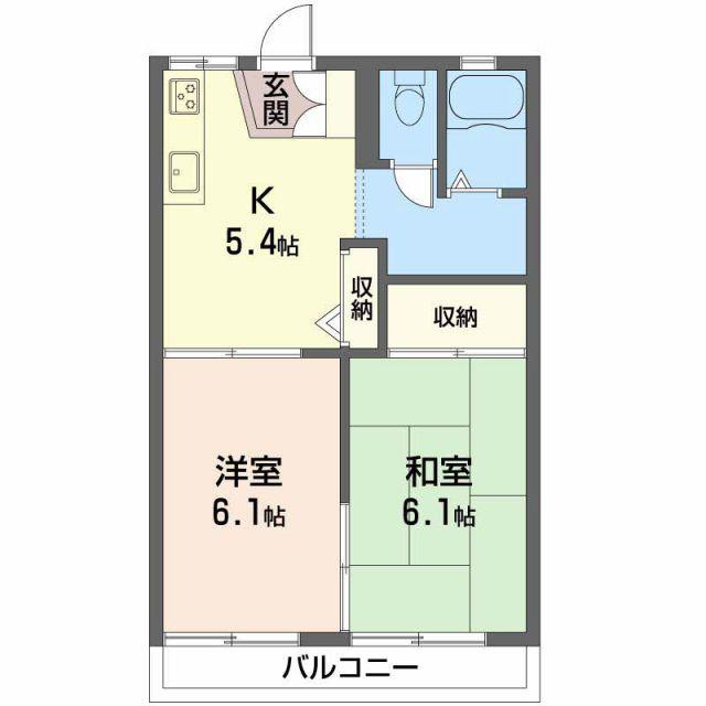 ＪＲ和歌山線 岩出駅 徒歩3分 2階建 築38年(2K/2階)の間取り写真