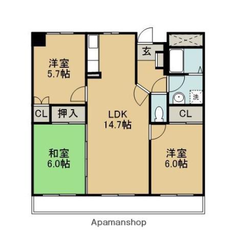パストラル柳丸 I(3LDK/6階)の間取り写真