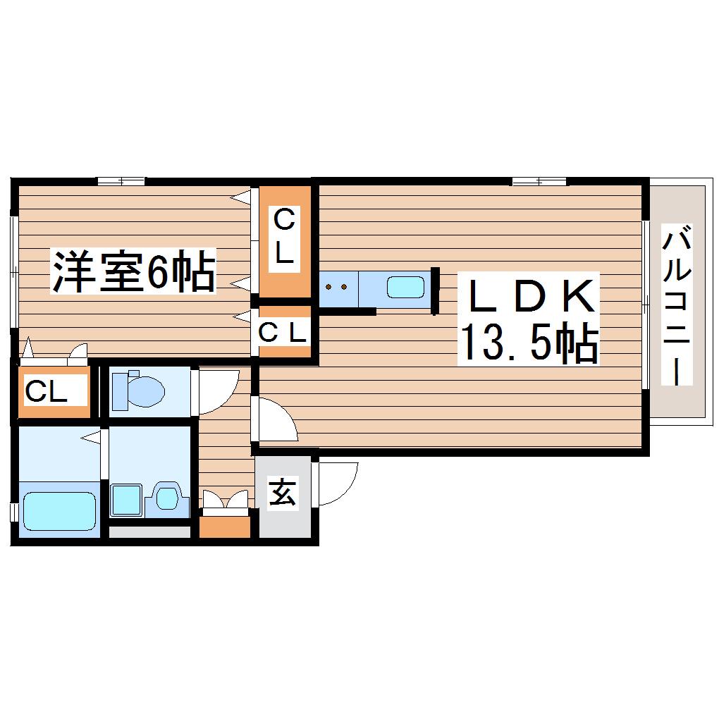 ボナール(1LDK/2階)の間取り写真
