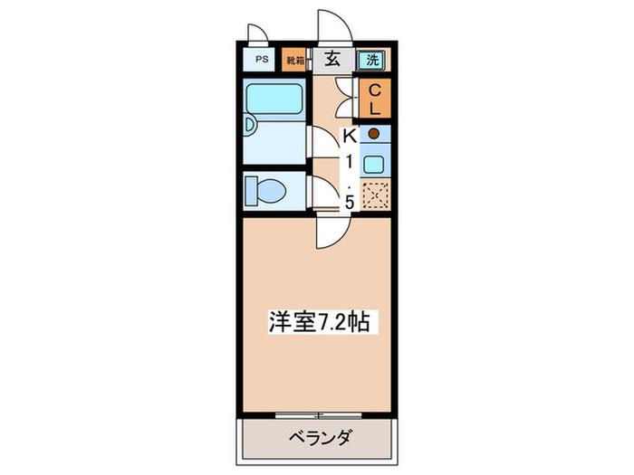 ハイヴィラ東海(1K/4階)の間取り写真