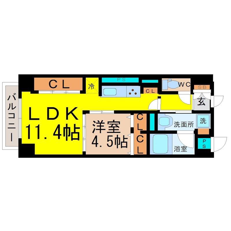 プレミアムコート新栄(1LDK/9階)の間取り写真