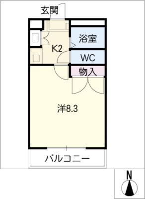 レオパレス早川A棟(1K/2階)の間取り写真