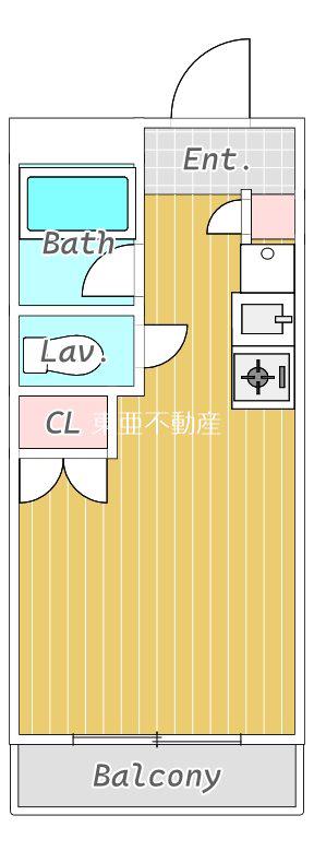ハウベスト上熊本一番館(ワンルーム/3階)の間取り写真