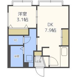 MTRIA西麻生(1DK/4階)の間取り写真