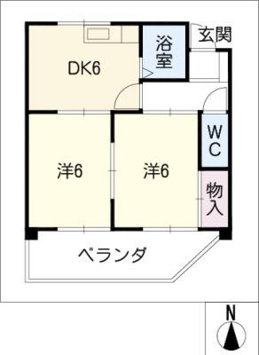 コンフォート小畑マンション(2DK/1階)の間取り写真