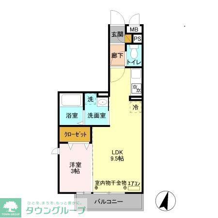 グランツ(1LDK/2階)の間取り写真